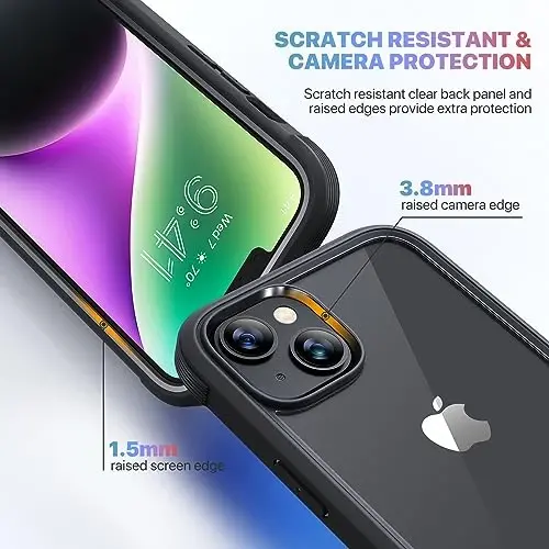 Diaclara Designed for iPhone 14 Case, Full Body Rugged Case with Built-in Touch Sensitive Anti-Scratch Screen Protector, with Camera Lens Protector for iPhone 14 6.1
