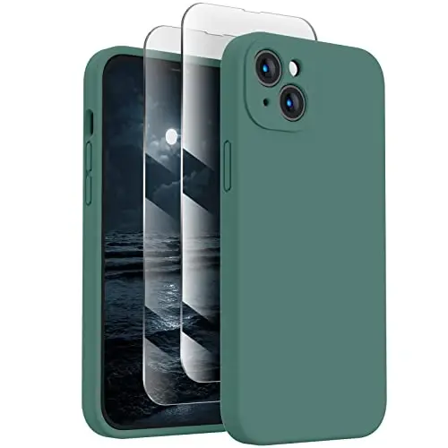FireNova Designed for iPhone 14 Case, Silicone Upgraded [Camera Protection] Phone Case, Soft Anti-Scratch Microfiber Lining Inside, 6.1 inch, Midnight Green 