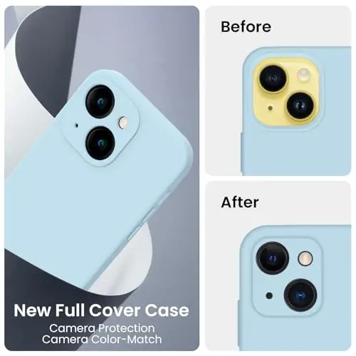 FireNova Designed for iPhone 14 Case, Silicone Upgraded [Camera Protection] Phone Case with [2 Screen Protectors], Soft Anti-Scratch Microfiber Lining Inside, 6.1 inch, Sky Blue - 3