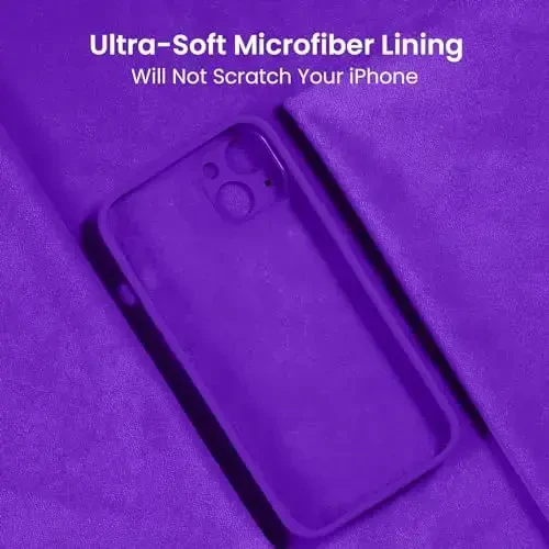 FireNova Designed for iPhone 14 Case, Silicone Upgraded [Camera Protection] Phone Case with [2 Screen Protectors], Soft Anti-Scratch Microfiber Lining Inside, 6.1 inch, Neon Purple - 5