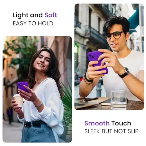 FireNova Designed for iPhone 14 Case, Silicone Upgraded [Camera Protection] Phone Case with [2 Screen Protectors], Soft Anti-Scratch Microfiber Lining Inside, 6.1 inch, Neon Purple - 2