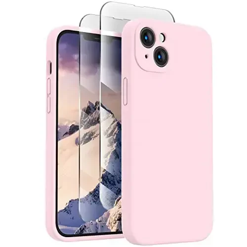 FireNova Designed for iPhone 14 Case, Silicone Upgraded [Camera Protection] Phone Case with [2 Screen Protectors], Soft Anti-Scratch Microfiber Lining Inside, 6.1 inch, Chalk Pink - FIRENOVA