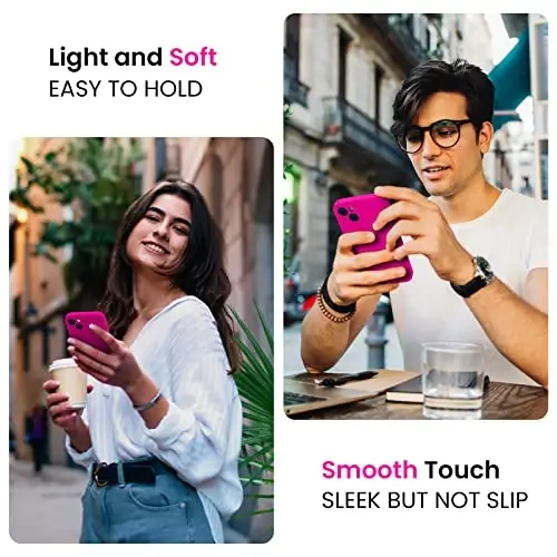 FireNova Designed for iPhone 14 Case, Silicone Upgraded [Camera Protection] Phone Case with [2 Screen Protectors], Soft Anti-Scratch Microfiber Lining Inside, 6.1 inch, Hot Pink - 2