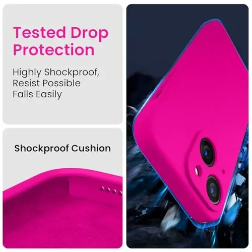 FireNova Designed for iPhone 14 Case, Silicone Upgraded [Camera Protection] Phone Case with [2 Screen Protectors], Soft Anti-Scratch Microfiber Lining Inside, 6.1 inch, Hot Pink - 4