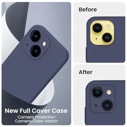 FireNova Designed for iPhone 14 Case, Silicone Upgraded [Camera Protection] Phone Case with [2 Screen Protectors], Soft Anti-Scratch Microfiber Lining Inside, 6.1 inch, Navy Blue - 3