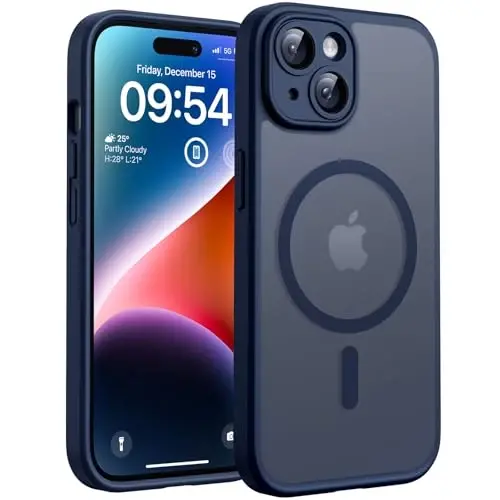 TOCOL Magnetic for iPhone 14 Case, Upgraded Full Camera Protection, Compatible with Magsafe, Drop Protection, Translucent Matte Back Bumper Phone Cover 6.1-Inch (Dark Blue) - 1