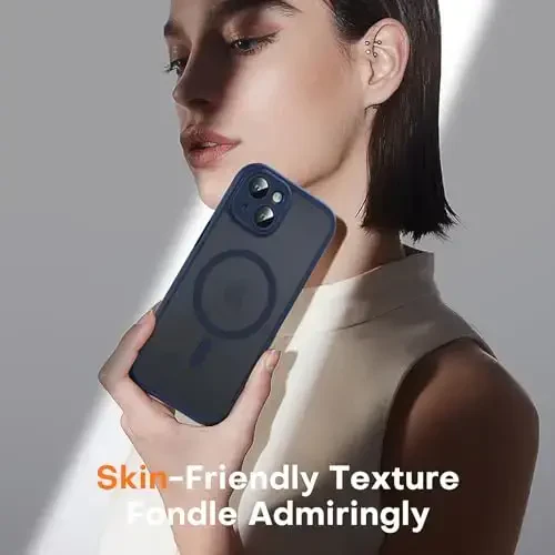 TOCOL Magnetic for iPhone 14 Case, Upgraded Full Camera Protection, Compatible with Magsafe, Drop Protection, Translucent Matte Back Bumper Phone Cover 6.1-Inch (Dark Blue) - 6