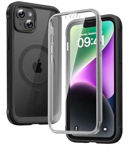 iPhone 14 Kılıfı için Tasarlanmış Diaclara Manyetik, MagSafe ile Uyumlu, iPhone 14 6.1 için Dahili Dokunmatik Hassas Çizilmez Ekran Koruyucu, Siyah 
