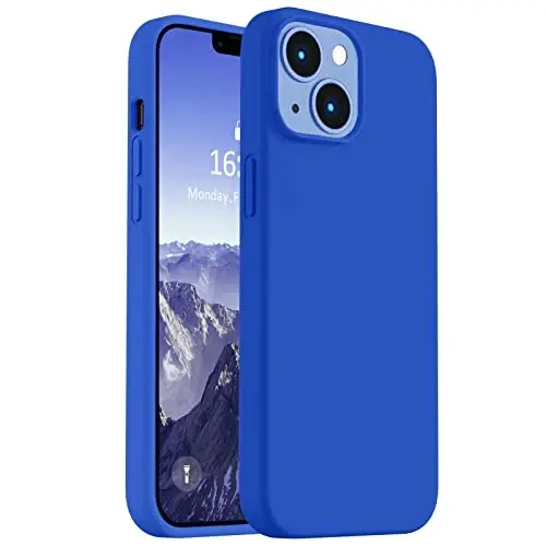 Vooii Compatible with iPhone 14 Case, [Anti-Scratch Microfiber Lining] [Soft Touch Premium Liquid Silicone], Ultra Slim Shockproof Protective Phone Case for iPhone 14 - Klein Blue - 1