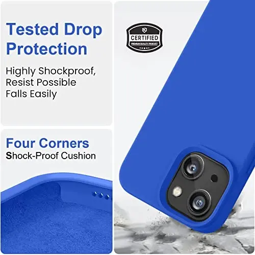 Vooii Compatible with iPhone 14 Case, [Anti-Scratch Microfiber Lining] [Soft Touch Premium Liquid Silicone], Ultra Slim Shockproof Protective Phone Case for iPhone 14 - Klein Blue - 4