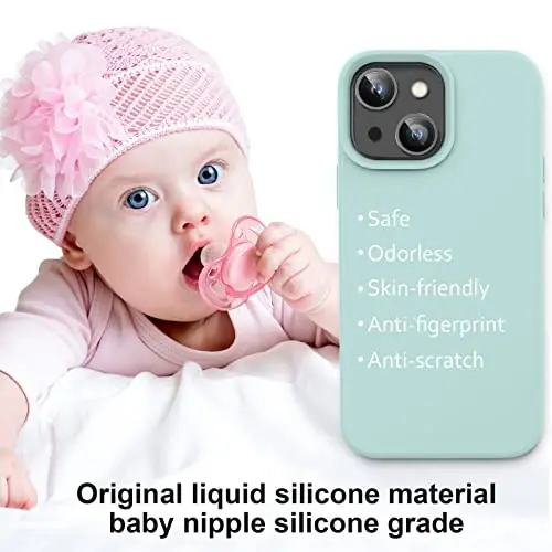 Vooii Compatible with iPhone 14 Case, [Anti-Scratch Microfiber Lining] [Soft Touch Premium Liquid Silicone], Ultra Slim Shockproof Protective Phone Case for iPhone 14 - Mint - 5