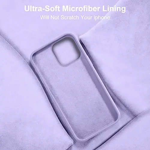 Vooii Compatible with iPhone 14 Case,[Silky Touch Premium Liquid Silicone] [Soft Anti-Scratch Microfiber Lining], Ultra Slim Shockproof Protective Case for iPhone 14 - Light Purple - 6