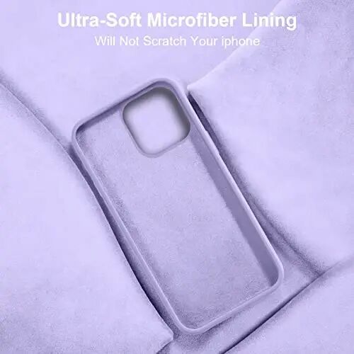 iPhone 14 Kılıfı ile Uyumlu Vooii, [İpeksi Dokunuşlu Premium Sıvı Silikon] [Yumuşak Çizilmez Mikrofiber Astar], iPhone 14 için Ultra İnce Darbeye Dayanıklı Koruyucu Kılıf - Açık Mor - VOOII