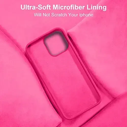 Vooii Compatible with iPhone 14 Case,[Silky Touch Premium Liquid Silicone] [Soft Anti-Scratch Microfiber Lining], Ultra Slim Shockproof Protective Case for iPhone 14 - Hot Pink - 6