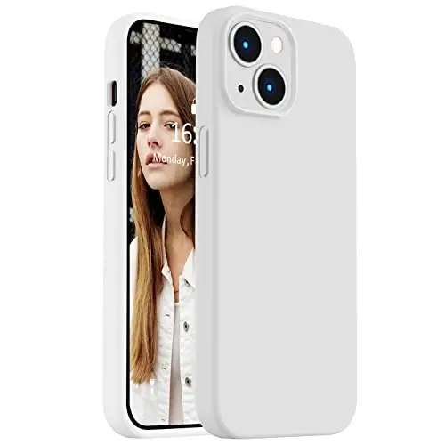 Vooii Compatible with iPhone 14 Case,[Silky Touch Premium Liquid Silicone] [Soft Anti-Scratch Microfiber Lining], Ultra Slim Shockproof Protective Case for iPhone 14 - White - 1