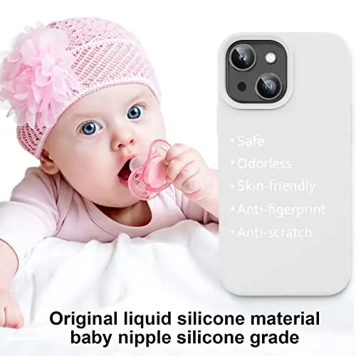 Vooii Compatible with iPhone 14 Case,[Silky Touch Premium Liquid Silicone] [Soft Anti-Scratch Microfiber Lining], Ultra Slim Shockproof Protective Case for iPhone 14 - White - 5