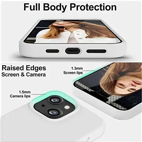 Vooii Compatible with iPhone 14 Case,[Silky Touch Premium Liquid Silicone] [Soft Anti-Scratch Microfiber Lining], Ultra Slim Shockproof Protective Case for iPhone 14 - White - 3