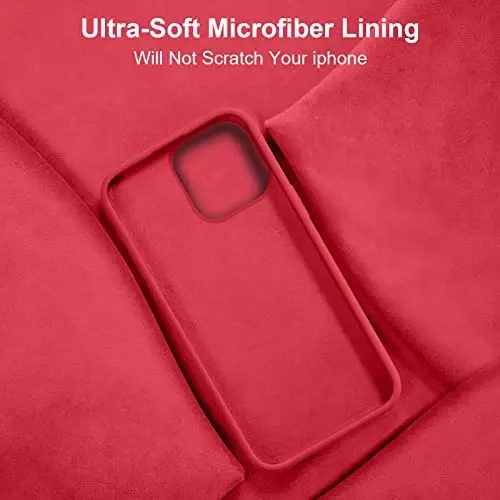 Vooii Compatible with iPhone 14 Case,[Silky Touch Premium Liquid Silicone] [Soft Anti-Scratch Microfiber Lining], Ultra Slim Shockproof Protective Case for iPhone 14 - Red - 6