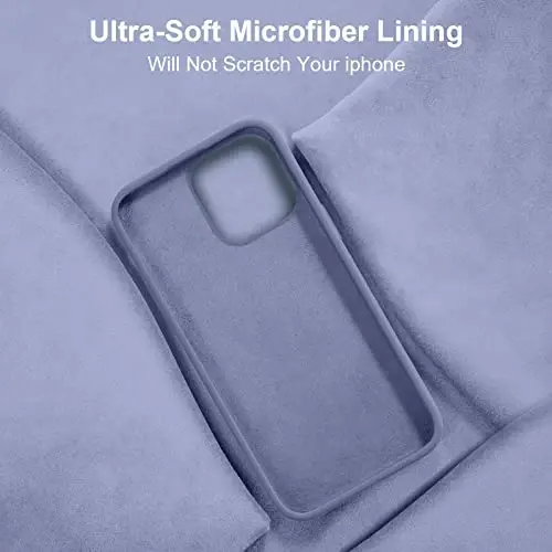 Vooii Compatible with iPhone 14 Case,[Silky Touch Premium Liquid Silicone] [Soft Anti-Scratch Microfiber Lining], Ultra Slim Shockproof Protective Case for iPhone 14 - Lavander Grey - 6