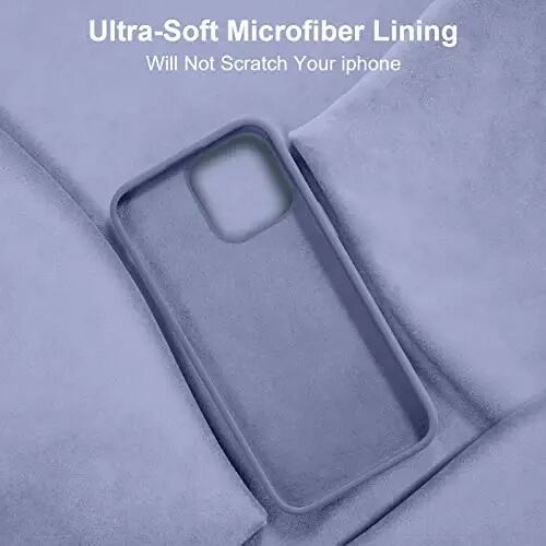 iPhone 14 Kılıfı ile Uyumlu Vooii, [İpeksi Dokunuşlu Premium Sıvı Silikon] [Yumuşak Çizilmez Mikrofiber Astar], iPhone 14 için Ultra İnce Darbeye Dayanıklı Koruyucu Kılıf - Lavanta Grisi - VOOII