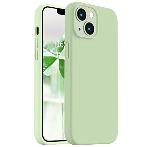 Vooii Compatible with iPhone 14 Case,[Silky Touch Premium Liquid Silicone] [Soft Anti-Scratch Microfiber Lining], Ultra Slim Shockproof Protective Case for iPhone 14 - Matcha - VOOII