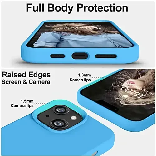 Vooii Compatible with iPhone 14 Case,[Silky Touch Premium Liquid Silicone] [Soft Anti-Scratch Microfiber Lining], Ultra Slim Shockproof Protective Case for iPhone 14 - Blue - 3