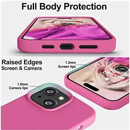 Vooii Compatible with iPhone 14 Case,[Silky Touch Premium Liquid Silicone] [Soft Anti-Scratch Microfiber Lining], Ultra Slim Shockproof Protective Case for iPhone 14 - Pitaya - 3