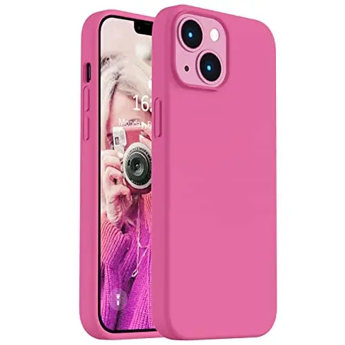 Vooii Compatible with iPhone 14 Case,[Silky Touch Premium Liquid Silicone] [Soft Anti-Scratch Microfiber Lining], Ultra Slim Shockproof Protective Case for iPhone 14 - Pitaya 