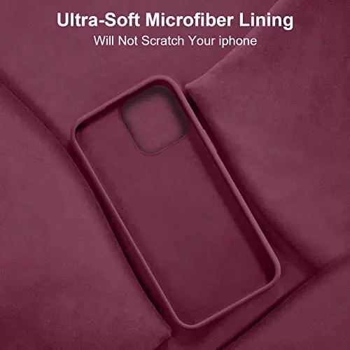 Vooii Compatible with iPhone 14 Case,[Silky Touch Premium Liquid Silicone] [Soft Anti-Scratch Microfiber Lining], Ultra Slim Shockproof Protective Case for iPhone 14 - WineRed 