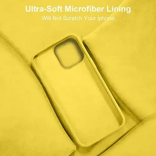Vooii Compatible with iPhone 14 Case,[Silky Touch Premium Liquid Silicone] [Soft Anti-Scratch Microfiber Lining], Ultra Slim Shockproof Protective Case for iPhone 14 - Yellow - 6
