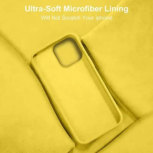 iPhone 14 Kılıfı ile Uyumlu Vooii, [İpeksi Dokunuşlu Premium Sıvı Silikon] [Yumuşak Çizilmez Mikrofiber Astar], iPhone 14 için Ultra İnce Darbeye Dayanıklı Koruyucu Kılıf - Sarı 