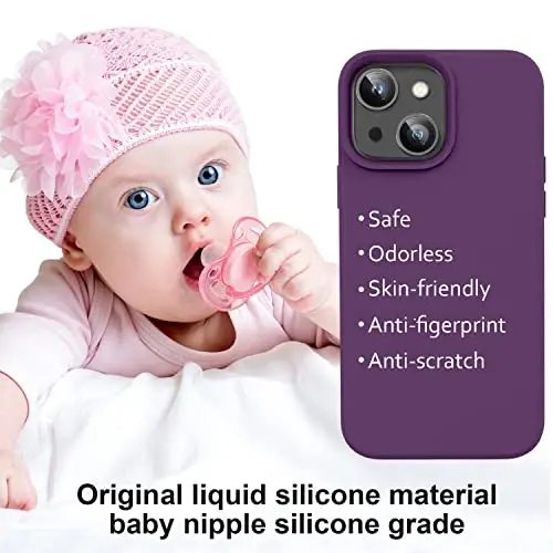 Vooii Compatible with iPhone 14 Case,[Premium Liquid Silicone Full Body Protective] [Soft Microfiber Lining] Anti-Scratch Shockproof Protective Case for iPhone 14 - Grape - 5