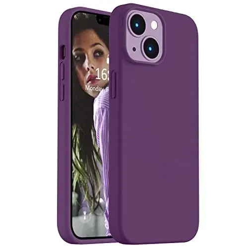 Vooii Compatible with iPhone 14 Case,[Premium Liquid Silicone Full Body Protective] [Soft Microfiber Lining] Anti-Scratch Shockproof Protective Case for iPhone 14 - Grape - VOOII