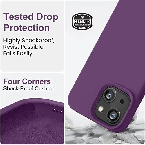 Vooii Compatible with iPhone 14 Case,[Premium Liquid Silicone Full Body Protective] [Soft Microfiber Lining] Anti-Scratch Shockproof Protective Case for iPhone 14 - Grape - 4