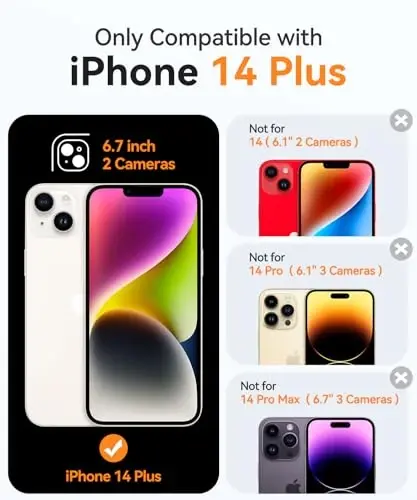 CANSHN Magnetic for iPhone 14 Plus Case Clear, Upgraded [Full Camera Protection] [Compatible with Magsafe] Non-Yellowing Protective Shockproof Bumper - Clear - 2