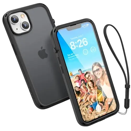 Catalyst Influence Case for iPhone 14 Plus, 2.5X Higher Drop Protection, Fingerprint Resistant, Durable, Easy to Clean and Install, 30% Louder Forward Audio, Lanyard Included - Stealth Black - 1