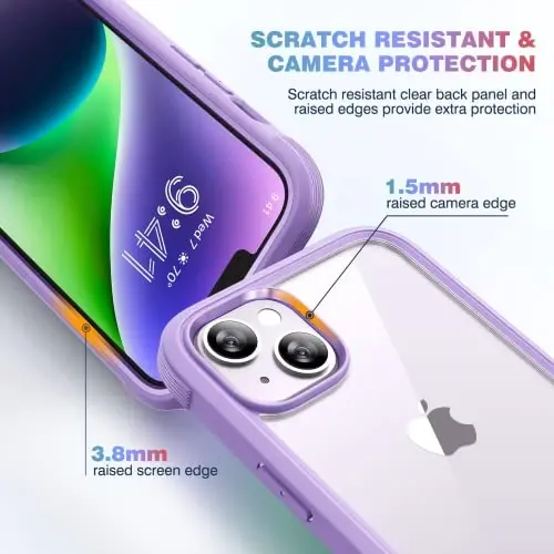 Diaclara Designed for iPhone 14 Plus Case, Full Body Rugged Case with Built-in Touch Sensitive Anti-Scratch Screen Protector, with Camera Lens Protector for iPhone 14 Plus 6.7