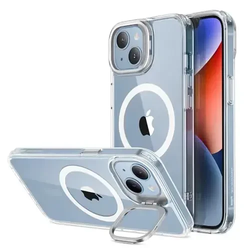 ESR for iPhone 14 Plus Case, Compatible with MagSafe, Built-in Stash Stand Clear Phone Case for iPhone 14 Plus, Military-Grade Protection, Magnetic Phone Case, Classic Series,Clear - 1