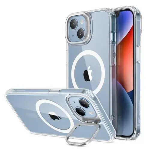 ESR for iPhone 14 Plus Case, Compatible with MagSafe, Built-in Stash Stand Clear Phone Case for iPhone 14 Plus, Military-Grade Protection, Magnetic Phone Case, Classic Series,Clear - ESR