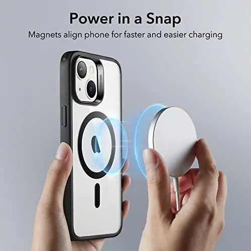ESR for iPhone 14 Plus Case, Compatible with MagSafe, Shockproof Military-Grade Protection, Yellowing Resistant, Magnetic Phone Case for iPhone 14 Plus, Classic Hybrid Case (HaloLock), Clear Black - 3