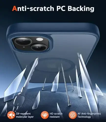 FNTCASE for iPhone 14 Plus Case: Matte Magnetic Phone Cases Compatible with Magsafe Slim Anti Yellowing Military Grade Drop Protection Rugged Protective Translucent Cell Phone Cover (C-Blue) - 5