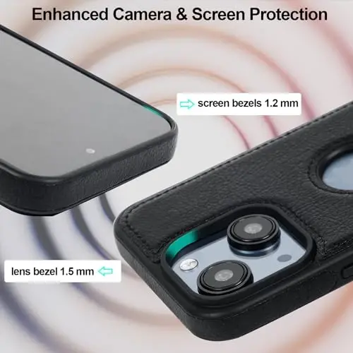 KSELF Leather Case for iPhone 14 Plus Case, Protective Slim with Kickstand Shockproof Phone Cases, Built-in Invisible Stand Compatible with iPhone 14 Plus 6.7'' (Black, for iPhone 14 Plus) - 4