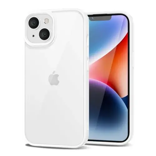 iPhone 14 Plus için LoeoeL Kılıf Şeffaf, Transparan Hibrit 14 Plus Telefon Kılıfı [Sert Plastik ve Yumuşak Silikon Tampon] Akrilik Sararmayan İnce Koruyucu Kapak Kadınlar için, Beyaz 