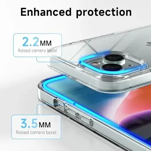 LoeoeL for iPhone 14 Plus Case Clear, Transparent Hybrid 14 Plus Phone Case [Hard Plastic & Soft Silicone Bumper] Acrylic Non Yellowing Thin Slim Protective Cover for Women, Crystal Clear - 9