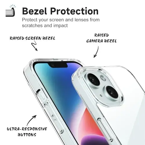 iPhone 14 Plus için LoeoeL Kılıf Şeffaf, Transparan Hibrit 14 Plus Telefon Kılıfı [Sert Plastik ve Yumuşak Silikon Tampon] Akrilik Sararmayan İnce Koruyucu Kapak Kadınlar için, Kristal Şeffaf - 4