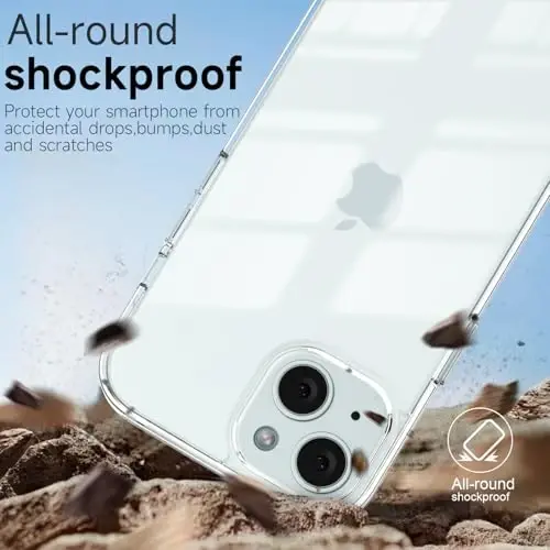 iPhone 14 Plus için LoeoeL Kılıf Şeffaf, Transparan Hibrit 14 Plus Telefon Kılıfı [Sert Plastik ve Yumuşak Silikon Tampon] Akrilik Sararmayan İnce Koruyucu Kapak Kadınlar için, Kristal Şeffaf - 6