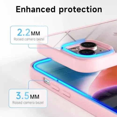 LoeoeL for iPhone 14 Plus Case Clear, Transparent Hybrid 14 Plus Phone Case [Hard Plastic & Soft Silicone Bumper] Acrylic Non Yellowing Thin Slim Protective Cover for Women, Light Pink - 5