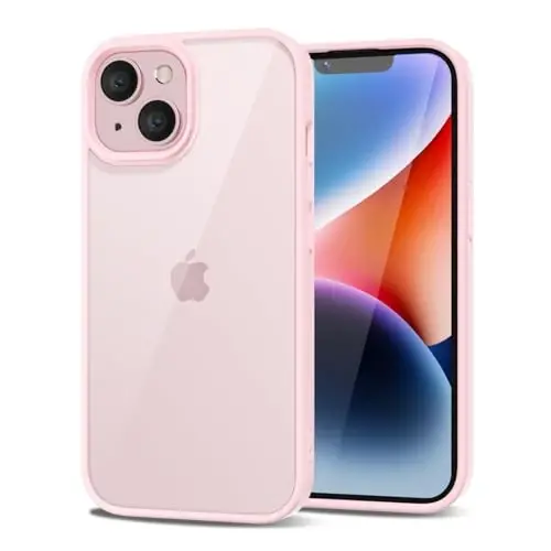 iPhone 14 Plus için LoeoeL Kılıfı Şeffaf, Saydam Hibrit 14 Plus Telefon Kılıfı [Sert Plastik ve Yumuşak Silikon Tampon] Akrilik Sararmayan İnce Koruyucu Kapak Kadınlar için, Açık Pembe 