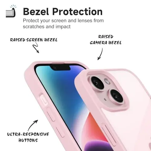 iPhone 14 Plus için LoeoeL Kılıfı Şeffaf, Saydam Hibrit 14 Plus Telefon Kılıfı [Sert Plastik ve Yumuşak Silikon Tampon] Akrilik Sararmayan İnce Koruyucu Kapak Kadınlar için, Açık Pembe - 4