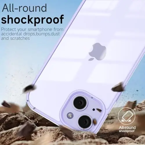 iPhone 14 Plus için LoeoeL Kılıfı Şeffaf, Şeffaf Hibrit 14 Plus Telefon Kılıfı [Sert Plastik ve Yumuşak Silikon Tampon] Akrilik Sararmayan İnce Koruyucu Kapak Kadınlar için, Mor Lavanta - 6